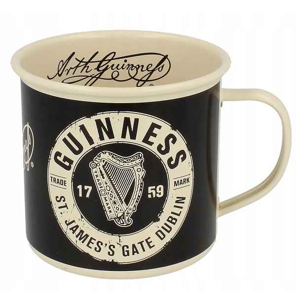 Guinness Harp 1759 smaltovaný černý hrnek 35cl Black & White A10