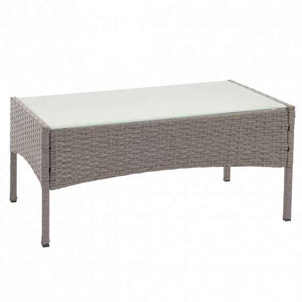 MCW POLY-RATTAN ZAHRADNÍ STŮL obdélníkový šedý