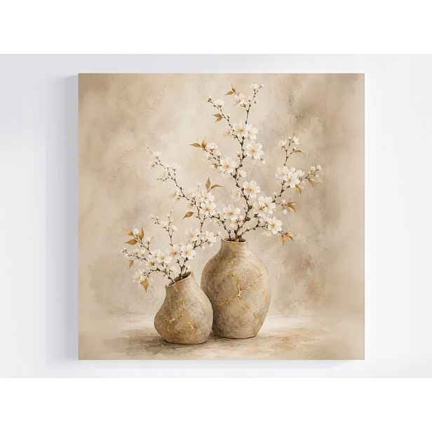 Obraz Na Plátně Canvas Váza Větvička Květiny Jaro Glamour Japandi 50x50