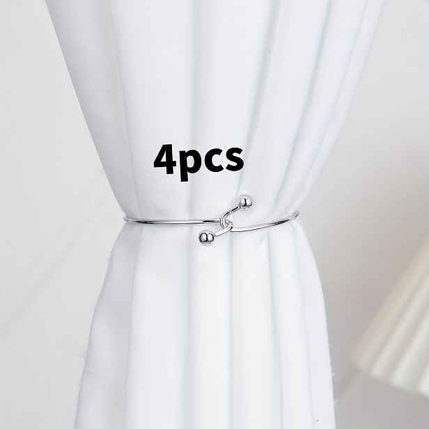 TEMU 4 ks Klasických moderních háčků na závěsy ze slitiny zinku, odolné kovové zavazování, s elegantním designem kruhu, vhodné pro domácí dekoraci v