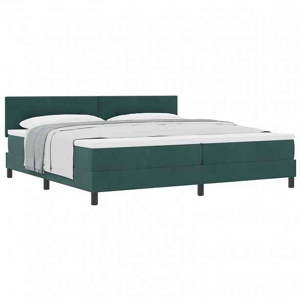 vidaXL Postel s boxspringem s čelo Tmavě zelená 200 x 200 cm samet