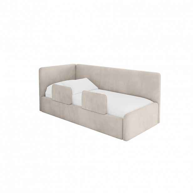 ALTDECOR JEDNOLŮŽKOVÁ POSTEL pro mládež s úložným prostorem a matrací H3/H4, vpravo - NORY 100x200 béžová