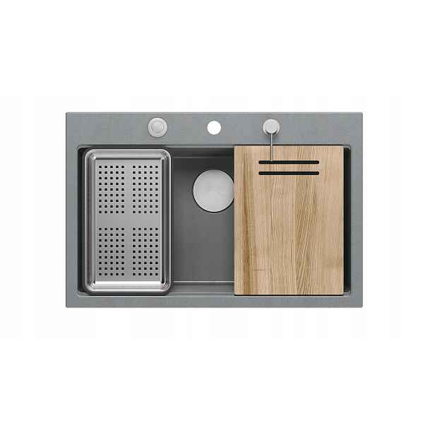 Quadron Marc 110 Granit 1-komorový dřez 76x50x22 cm Šedý/Ocelový