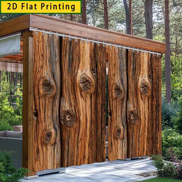 TEMU 2 ks 2D tištěných závěsů s texturou dřeva 70,87 x 70,87 palců / 180 x 180 cm pro venkovní i vnitřní použití - Polofiltrující okenní panel s