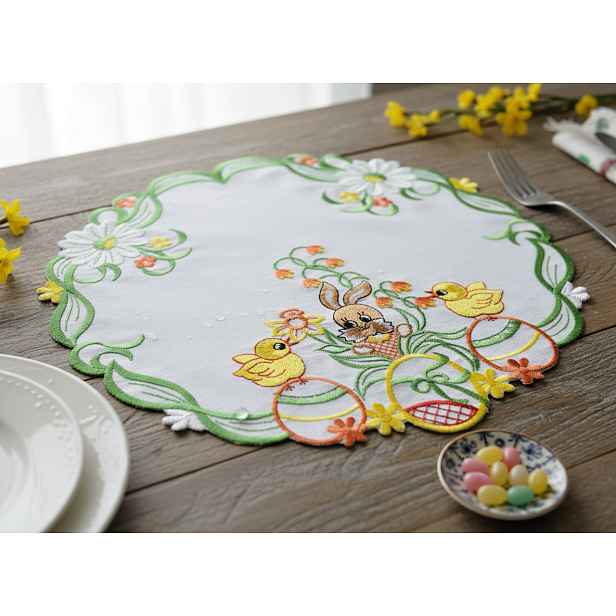 Velikonoční vyšívaný dekorační ozdobný ubrousek EASTER III. Ø  40 cm Mybesthome