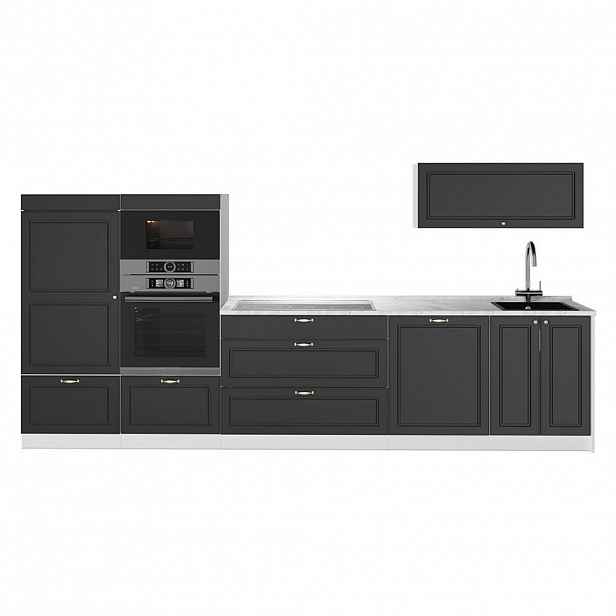 Vicco KUCHYŇSKÝ KOUT Fame-Line, Anthrazit-Gold Landhaus/Bílá, 340 cm, PD Mramor