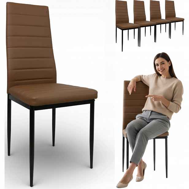 4 židle značky světle hnědá glamour obývací pokoj lofy jídelna moderní komfort