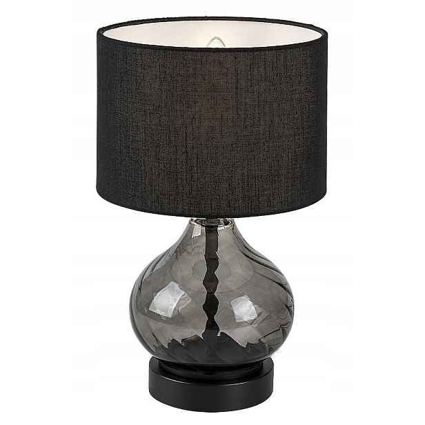 Dekorativní stolní lampa z kouřového skla s černým stínidlem do obývacího pokoje Rabalux