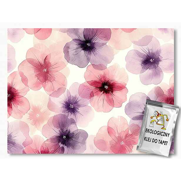 Fototapeta Flizelina Akvarel Grafika Květy Růží Fialová 312x219 130g