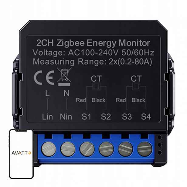Inteligentní Zigbee Dvousměrný Elektroměr Avatto ZWPM16-2
