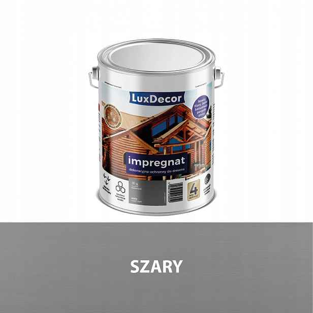 Luxdecor Ochranný A Dekorativní Impregnát – Dřevo 9 L, Šedá Barva
