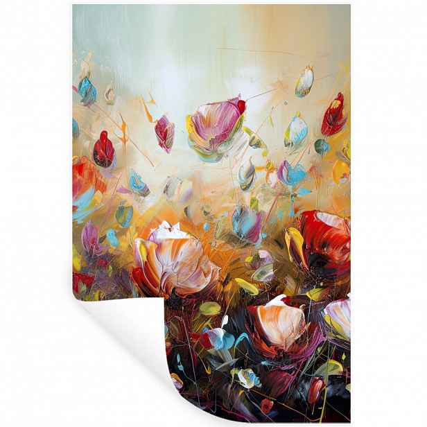 MuchoWow SAMOLEPKA NA ZEĎ Květiny - Umění - Příroda - Olejomalba 40x60 cm