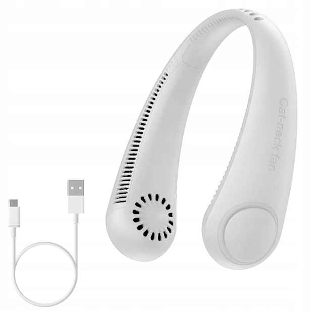 Přenosný Sportovní Větrák Ventilátor Na Krk Usb Bílý Výkonný Akumulátor