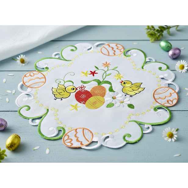 Velikonoční vyšívaný dekorační ozdobný ubrousek EASTER II. Ø 40 cm Mybesthome