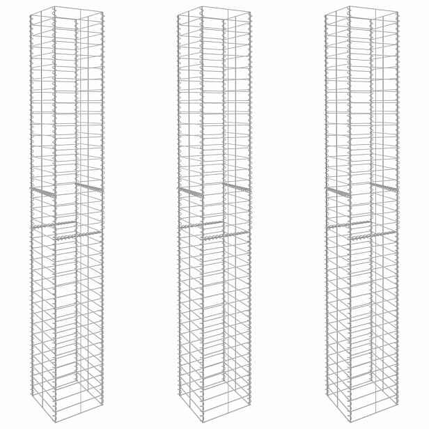vidaXL Gabionové koše 3 ks pozinkovaná ocel 25 x 25 x 197 cm