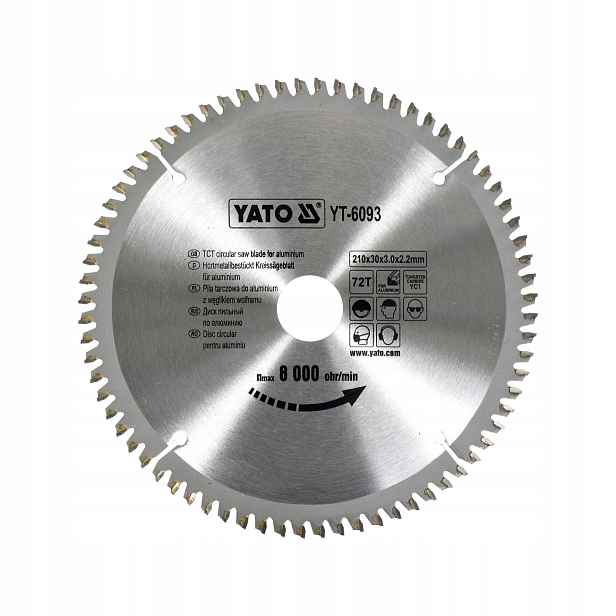 Vidiový Kotouč Na Hliník 210X30 MM 72T Karbid Wolframu Přesný Yato