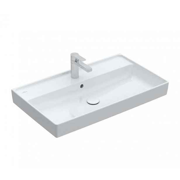 Villeroy & Boch Collaro - Umyvadlo nábytkové 80x47 cm, s přepadem, otvor pro baterii, CeramicPlus, Stone White 4A3380RW