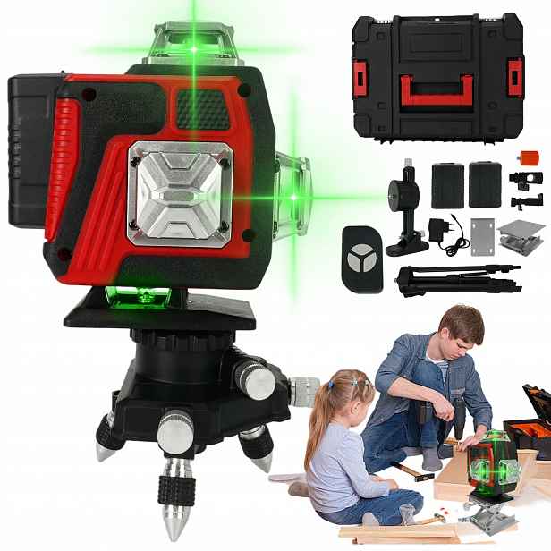 16-ŘÁDKOVÝ Laserový Nivelační Přístroj Laserový Křížový 4D 360 Stativ Pouzdro Sada