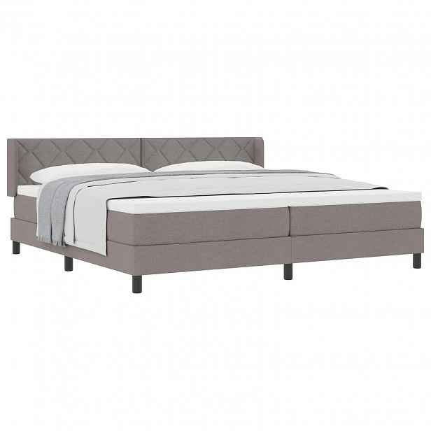 vidaXL Postel s boxspringem s čelo Taupe 200 x 200 cm textil
