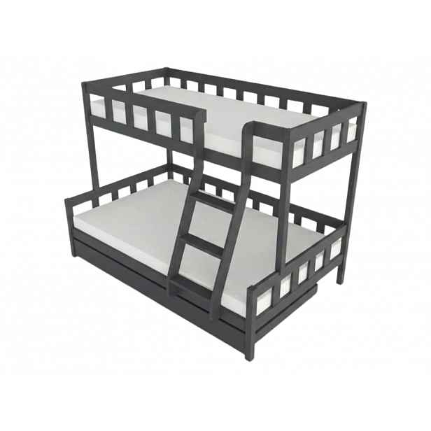 Benlemi Patrová postel PLOTTY s předním žebříkem 90x200, 120x200 cm Zvolte barvu: Tmavě šedá, Zvolte šuplík: Přistýlka 90x190 cm, Zvolte stranu: Vpra…
