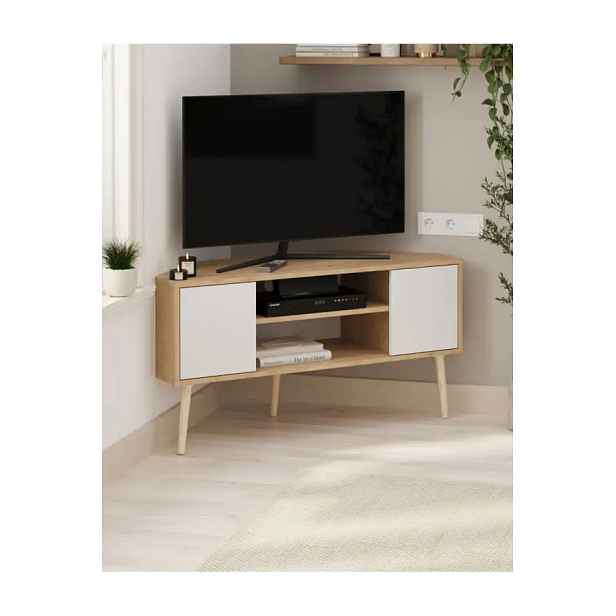 Casarredo Rohový TV stolek KIBRIS - bílá/dub safírový