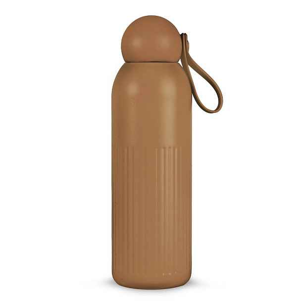 Hnědá termoláhev s brčkem z nerezové oceli 500 ml Tekla – Sagaform