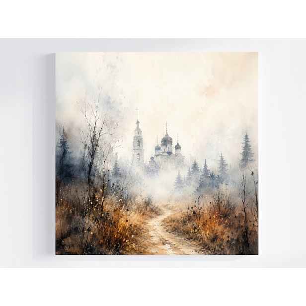 Obraz Na Plátně Canvas Pohled Na Kopec Stezka Kostel Podzim 60x60