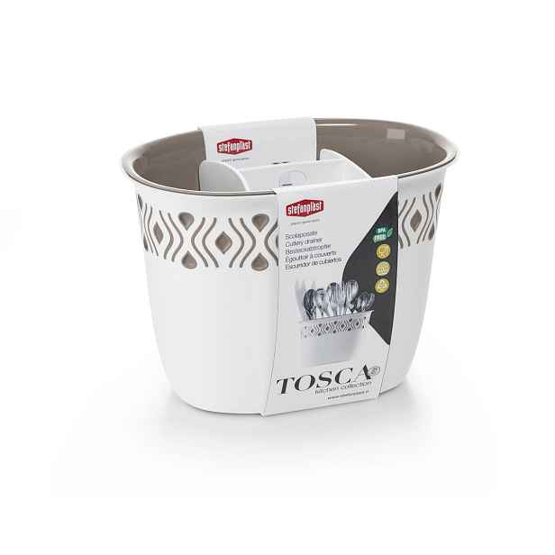 STEFANPLAST Odkapávač na příbory Tosca bílý/světle šedý