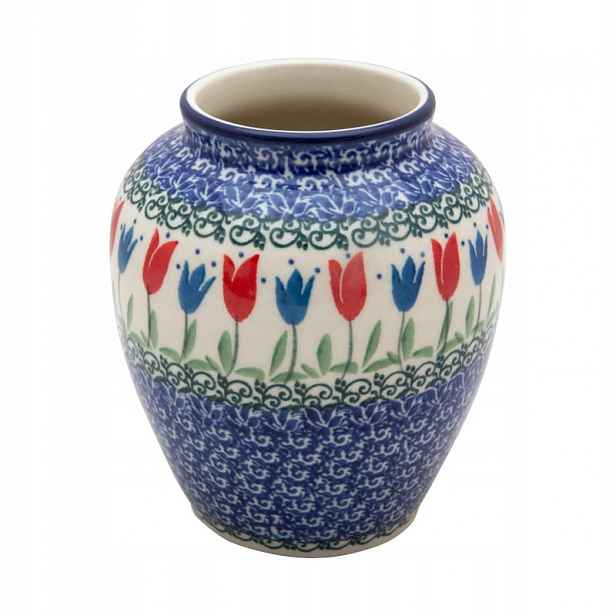 Váza 13 cm Vázy Umělecká keramika Bolesławiec dek. 2599 Tulipány