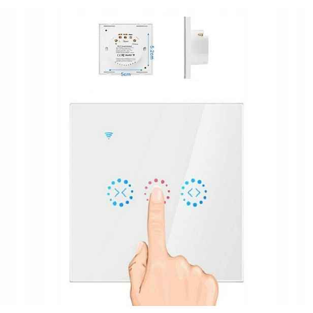 Přepínač závěsů WiFi Smart s dálkovým ovládáním a dotykovým senzorem, bílý
