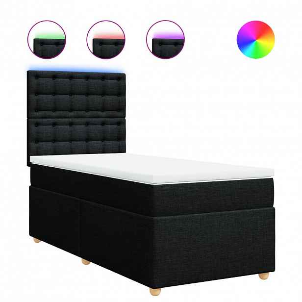 vidaXL Box spring postel s matrací černá 90x200 cm textil