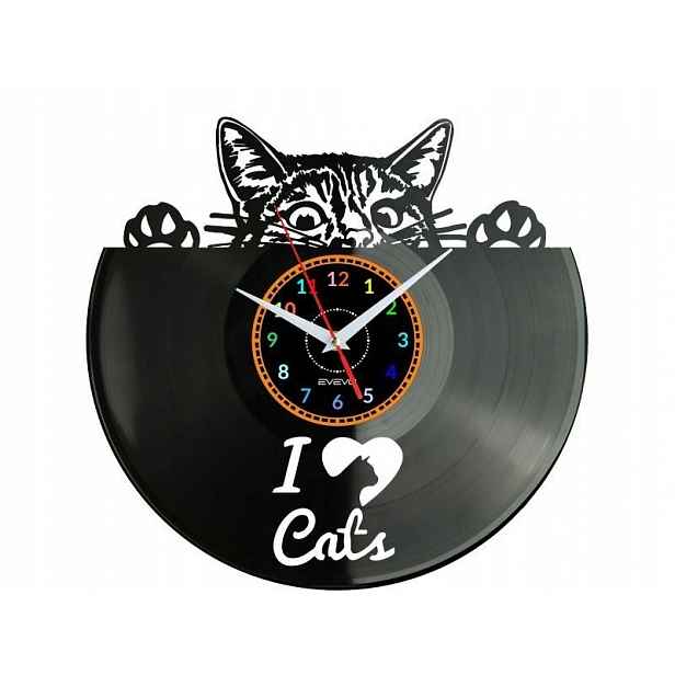Kočka Dárek Originální dekorace do domu Hodiny z vinylové desky