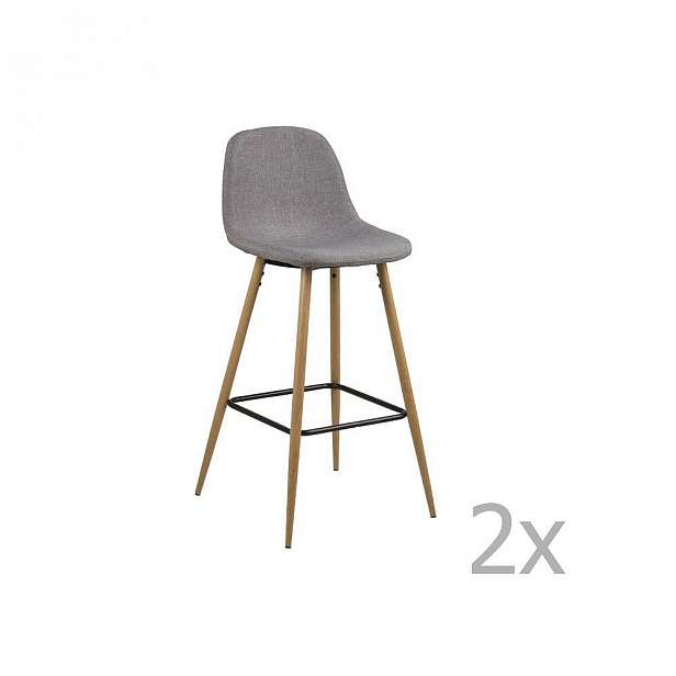 Sada 2 světle šedých barových židlí Actona Wilma Barstool Vintage