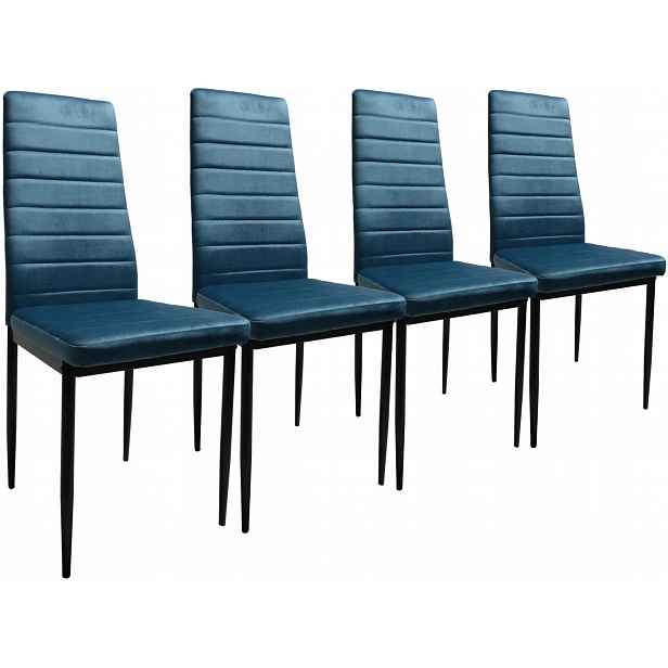 Sada 4 židlí Velur Modrá Elegance a Komfort glamour moderní