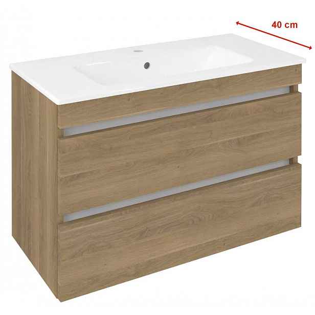 Sapho Ezara - Umyvadlová skříňka, 78x39x54 cm, 2 zásuvky, dub Cuneo EZ792-2525