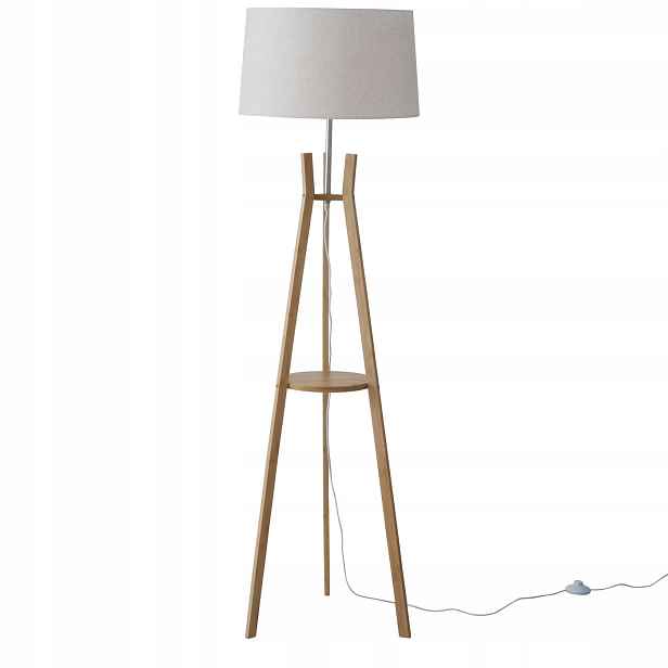 Stojací Lampa Avalová Krémově Bílá Bambusová Lampa Se Lnem 153 CM Do Obývacího Pokoje