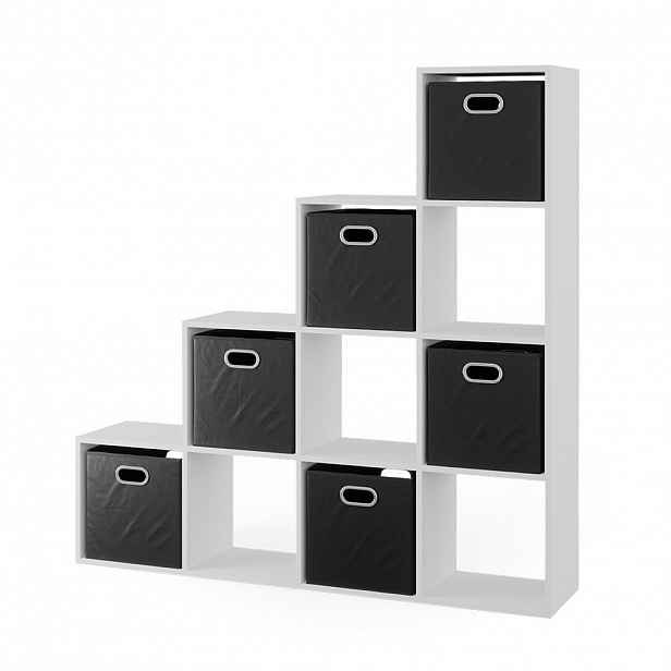 Vicco SCHODIŠŤOVÝ REGÁL Bílá 142.5 x 140 cm se 6 skládacími boxy