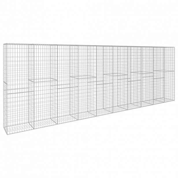 vidaXL Gabionová zeď s víkem z pozinkované oceli 600 x 50 x 200 cm