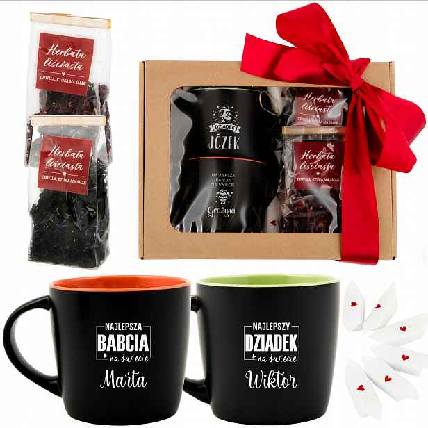 Dárek pro babičku a dědečka Set Dva Hrnky S Gravírováním dárkový koš