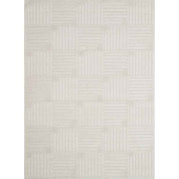 Koberec bílý do obývacího pokoje, moderní vyřezávaný vzor boho 80x150 cm