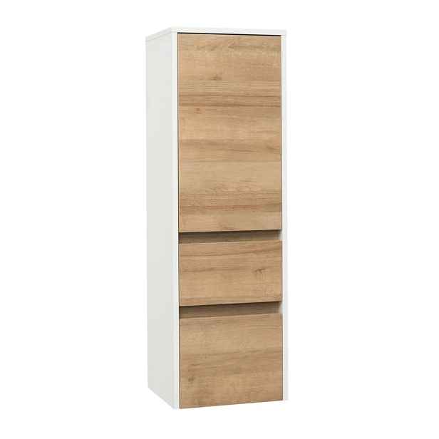 Skříňka vysoká levá EBS Duomo 401×1 247×360 mm bílá lesk/dub riviera DUOMOV40KL