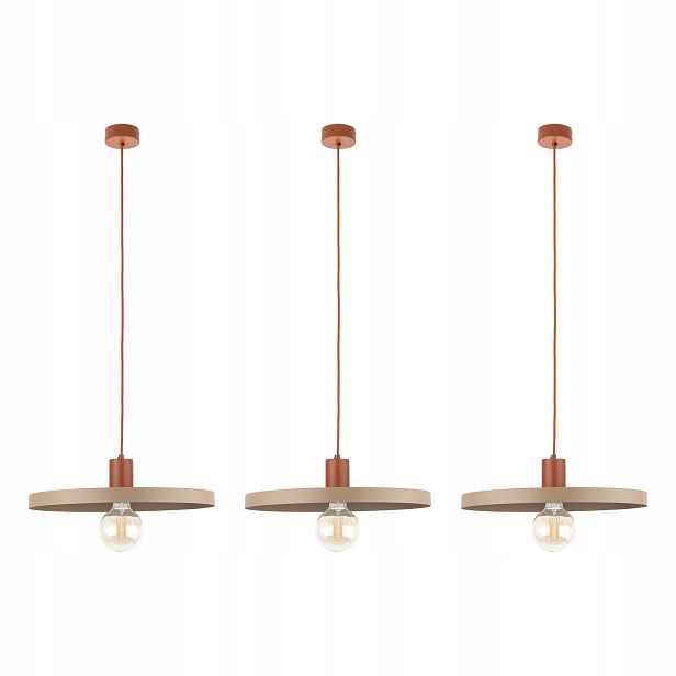 Tk Lighting Sada 3x Lampa Pendel Béžová Kov Regulace výšky 170 cm