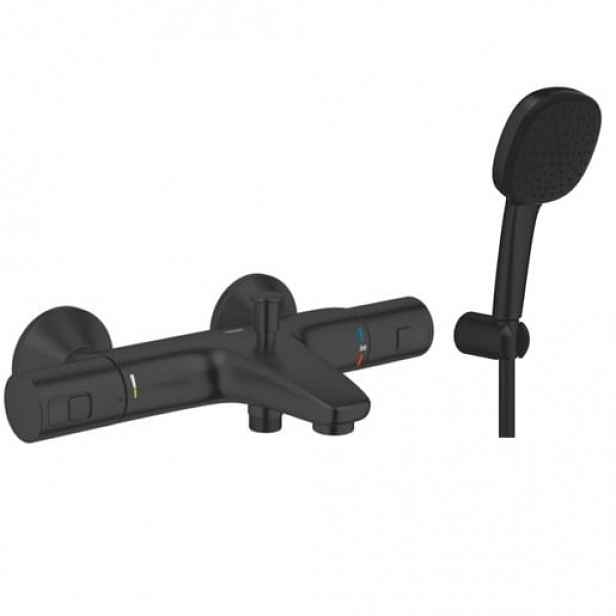 Vanová baterie Grohe se sprchovým setem 150 mm matná černá GBAL5