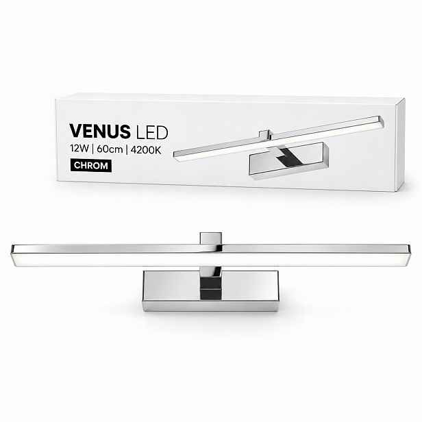 Venus Led nástěnné svítidlo 12W 60cm chrom nad zrcadlo neutrální 4200K 840lm