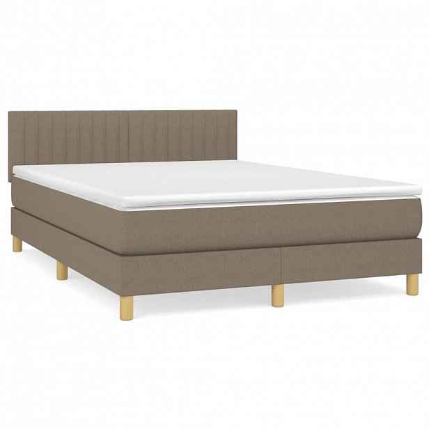 vidaXL Box spring postel s matrací taupe 140x190 cm textil