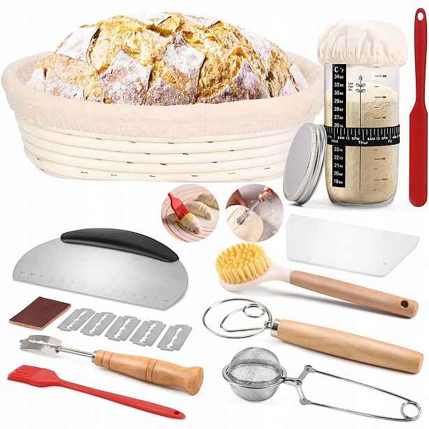 Košík Ratan Forma 25 CM Pro Kynutí Dokonalého Chleba Koš Pouzdro Nůž