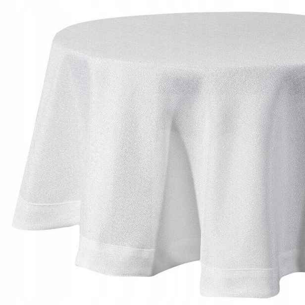 Kulatý ubrus na stůl STELLA2 180 cm, bílá glamour lišta, struktura plátna