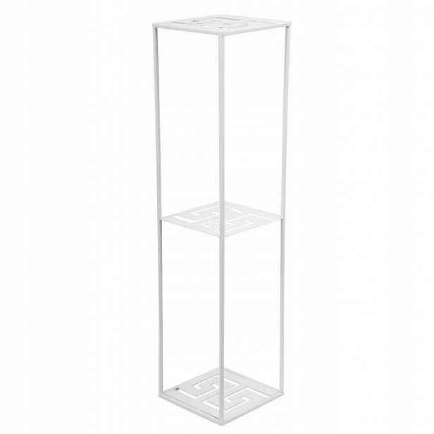 Pevný držák na květináč, kovový stojan, 100 cm, bílý loft