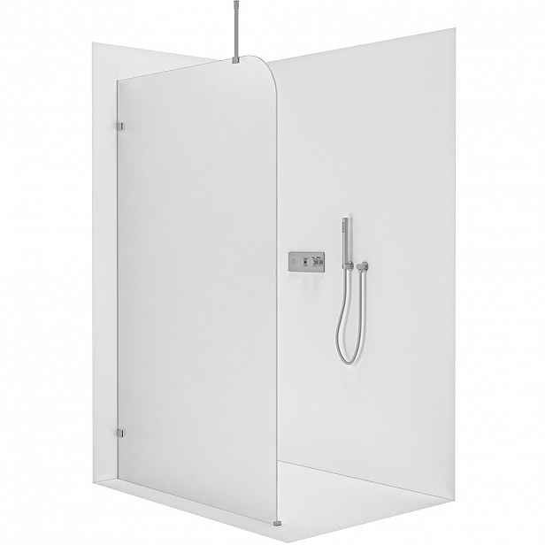 Sprchová zástěna Walk-in Orbis Top Round - Levá - 8 mm - kulatá vzpěra - chrom, mléčné sklo - 110x200 cm