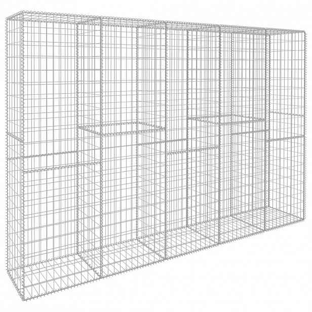 vidaXL Gabionová zeď s víkem pozinkovaná ocel 300 x 50 x 200 cm